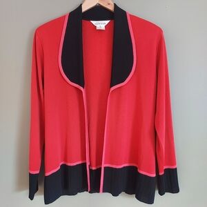 Misook Red and Black Women's Cardigan